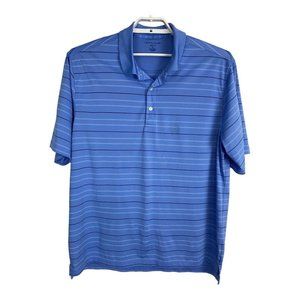 Nicklaus Mens Shirt Polo Adult Size XL Blue Striped Short Sleeve Golf Top